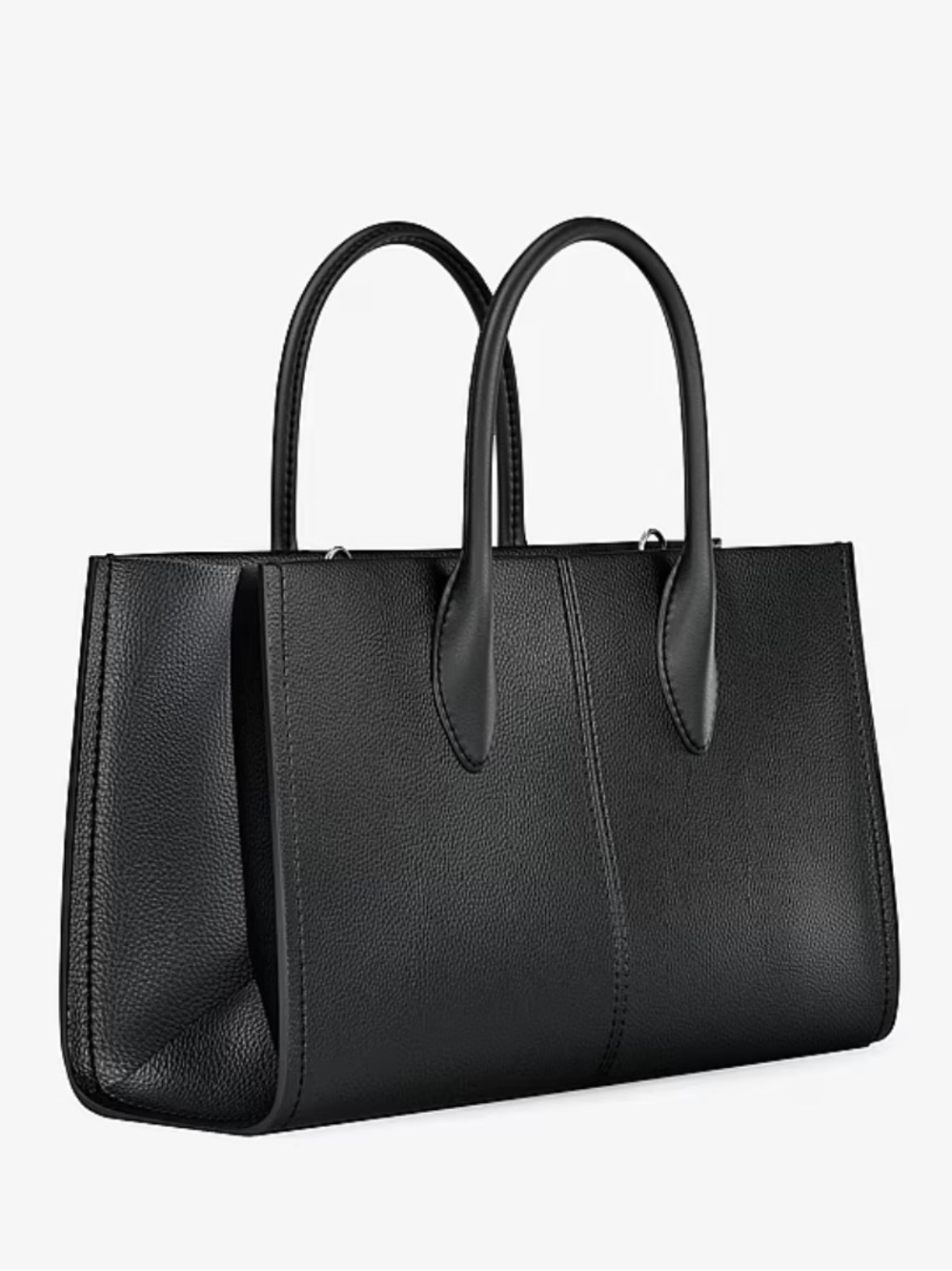 MICHAEL KORS Black Leather Logo Tote with Top Handles - Picture 8 of 11
